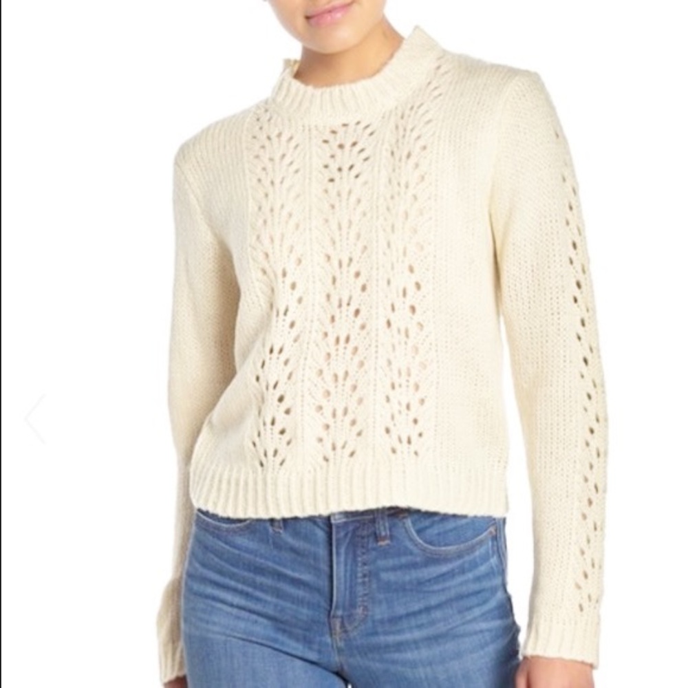 LAST CHANCE SALE Nordstrom cozy Woven Heart knit sweater - Picture 1 of 5